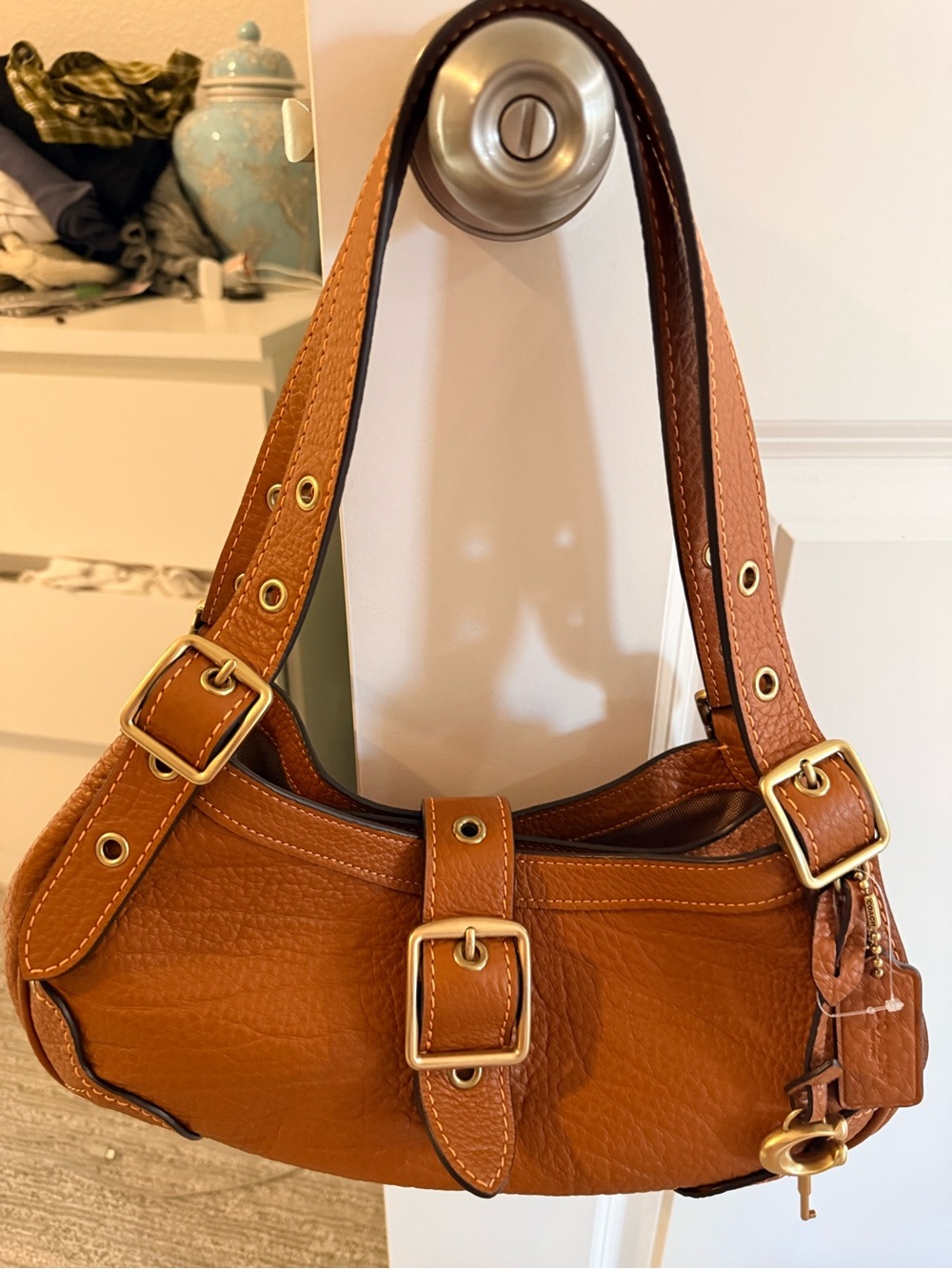 Coach Drifter 31 Leather Shoulder Bag with Gold Hardware